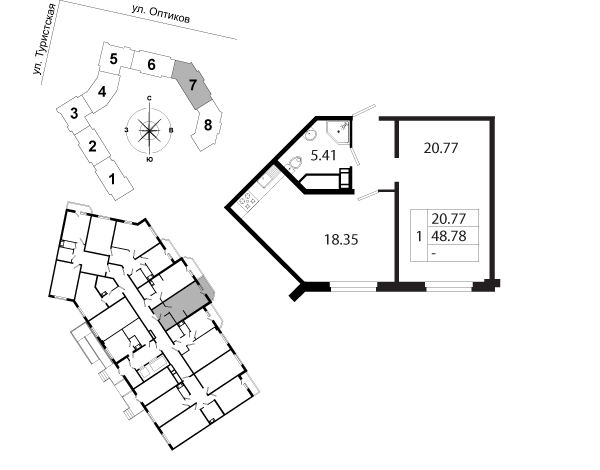 ИПС Приморский каскад планировка 1 комнатная квартира