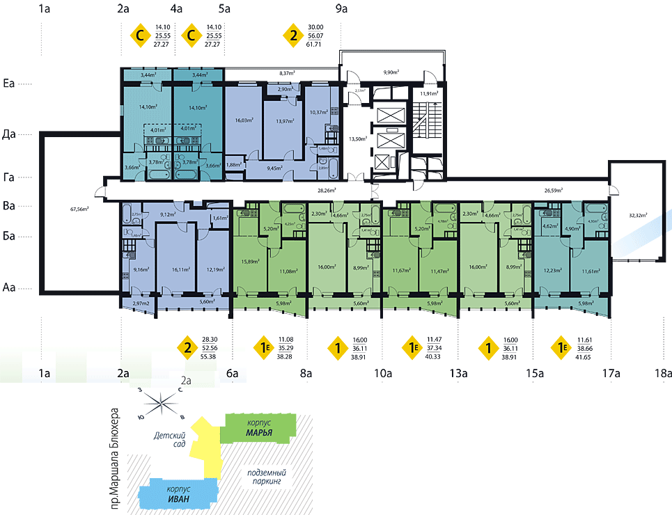 Корпус ИВАН, план типового этажа 2